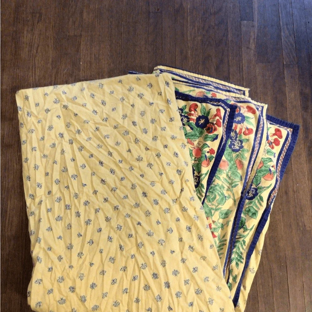Vintage Williams Sonoma French Provence Yellow Floral Bedding/tablecloth